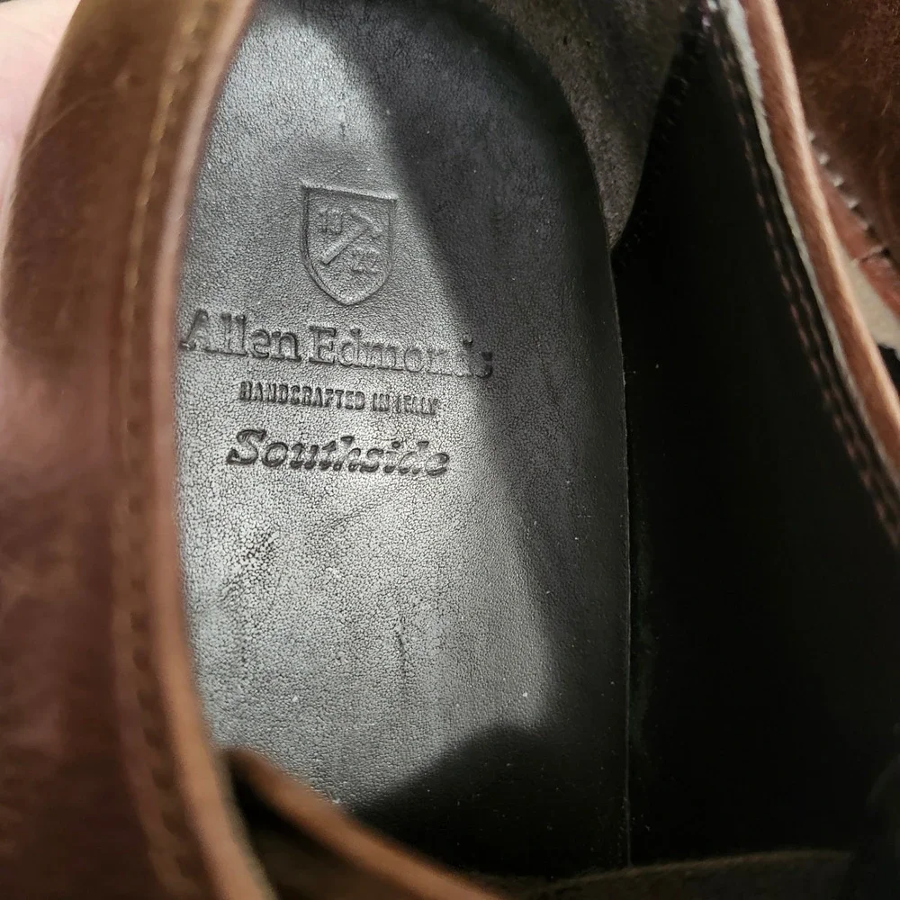 Allen Edmonds Southside Mens Brown Leather Crepe Sole Derby Shoes Handcrafted